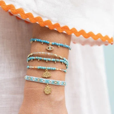 Boho Betty Brela Blue Evil Eye Charm Bracelet