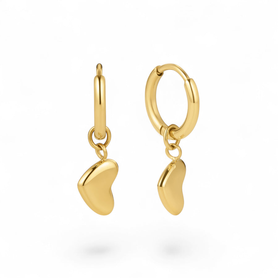 D.Louise Bubble Heart Gold Huggie Hoop Earrings