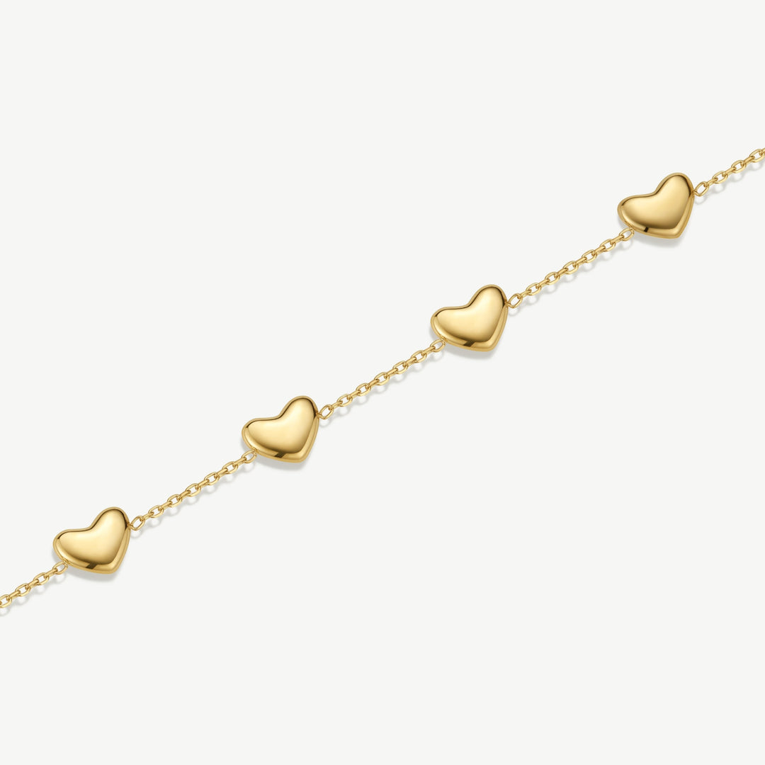 D.Louise Bubble Heart Multi Gold Bracelet close up