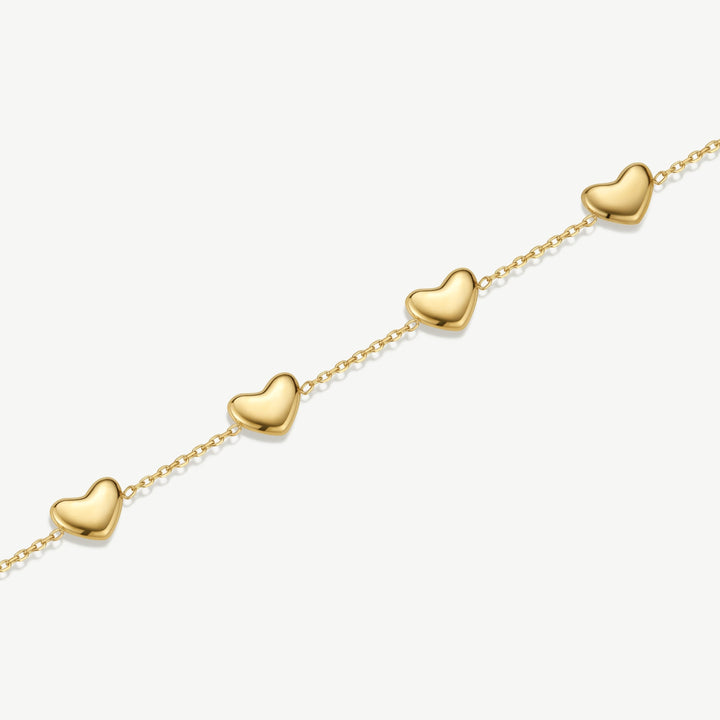 D.Louise Bubble Heart Multi Gold Bracelet close up