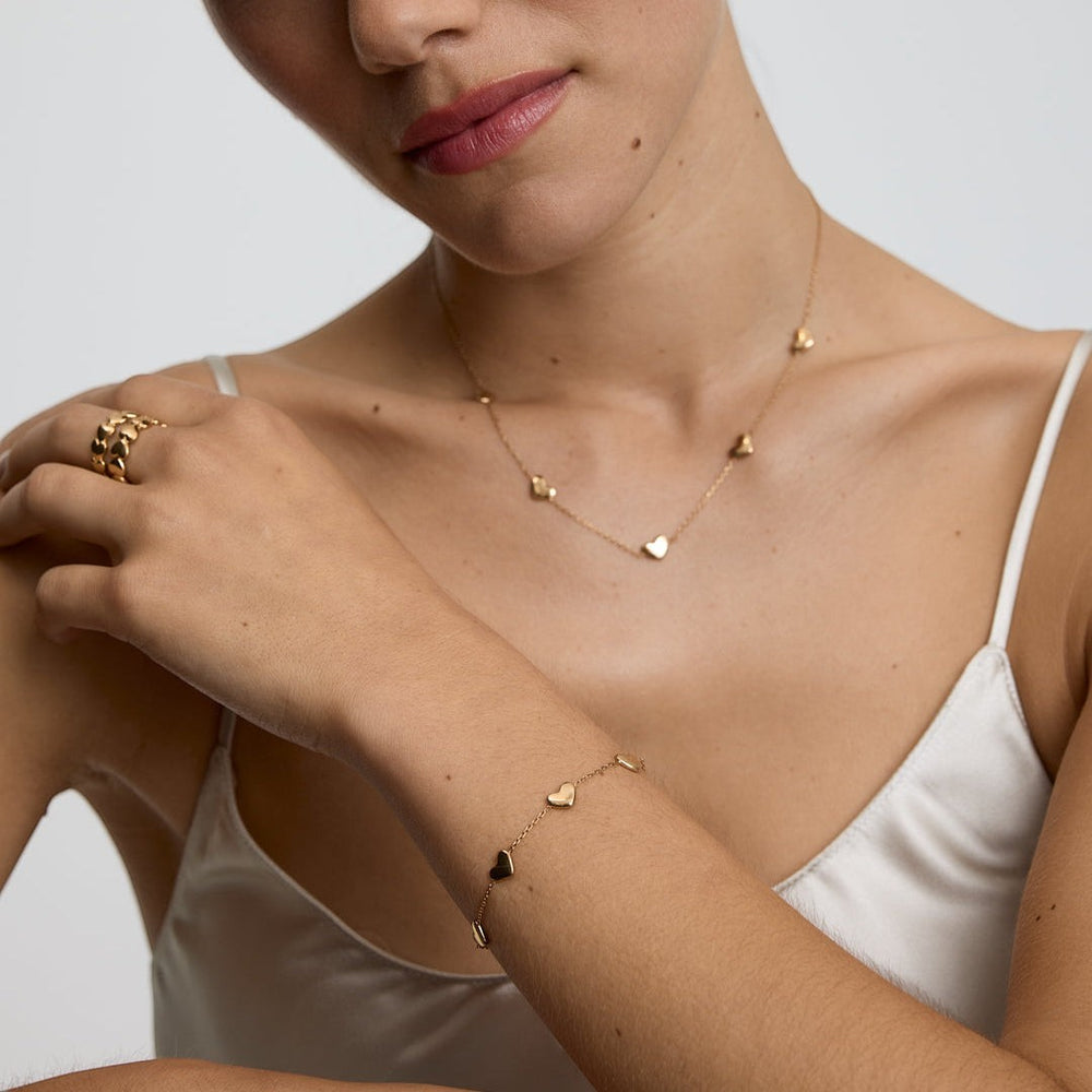 D.Louise Bubble Heart Multi Gold Bracelet detail view