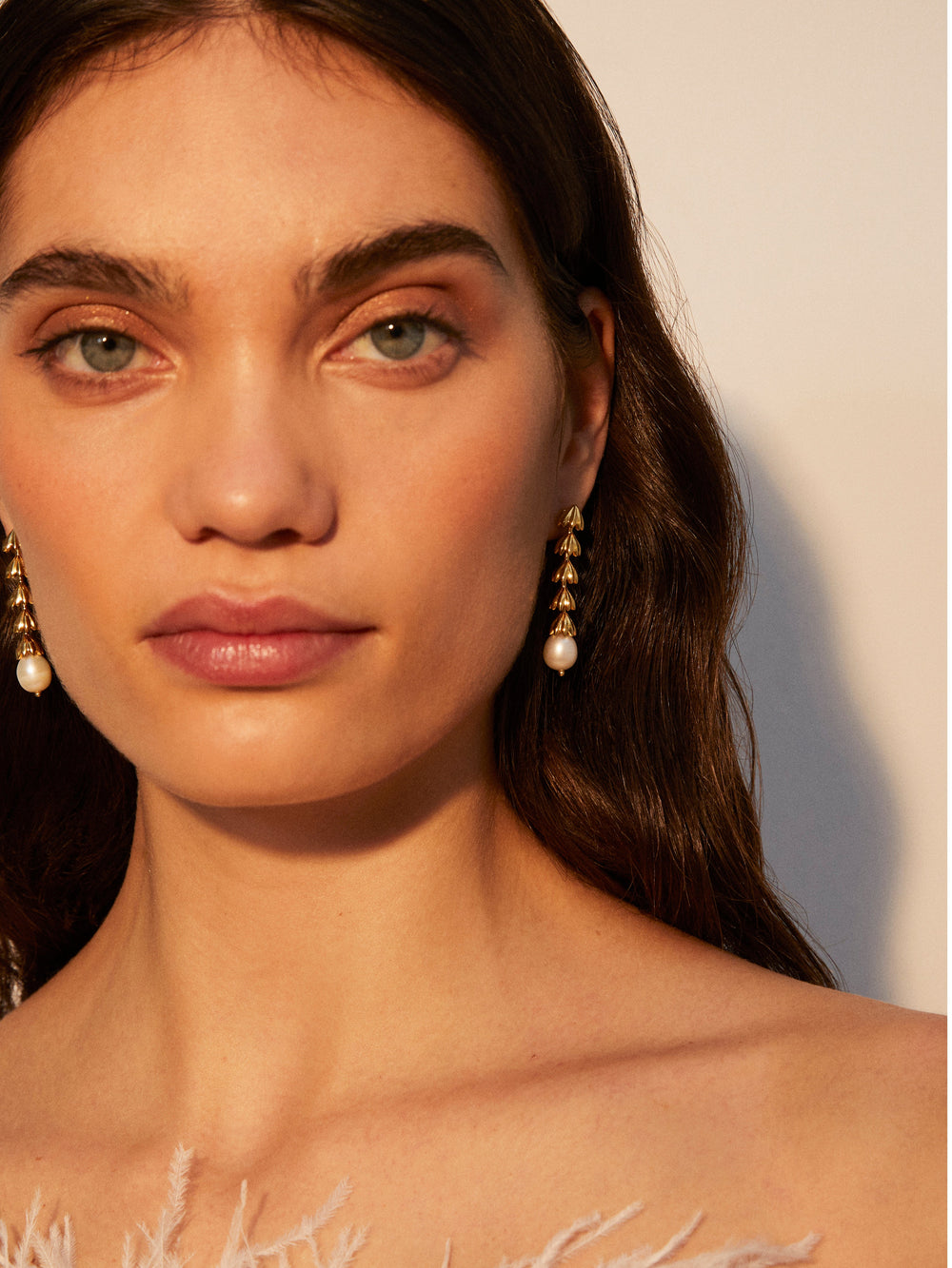 Niche Jewellery Shyla Chandelier Gold Earrings - Pearl detail