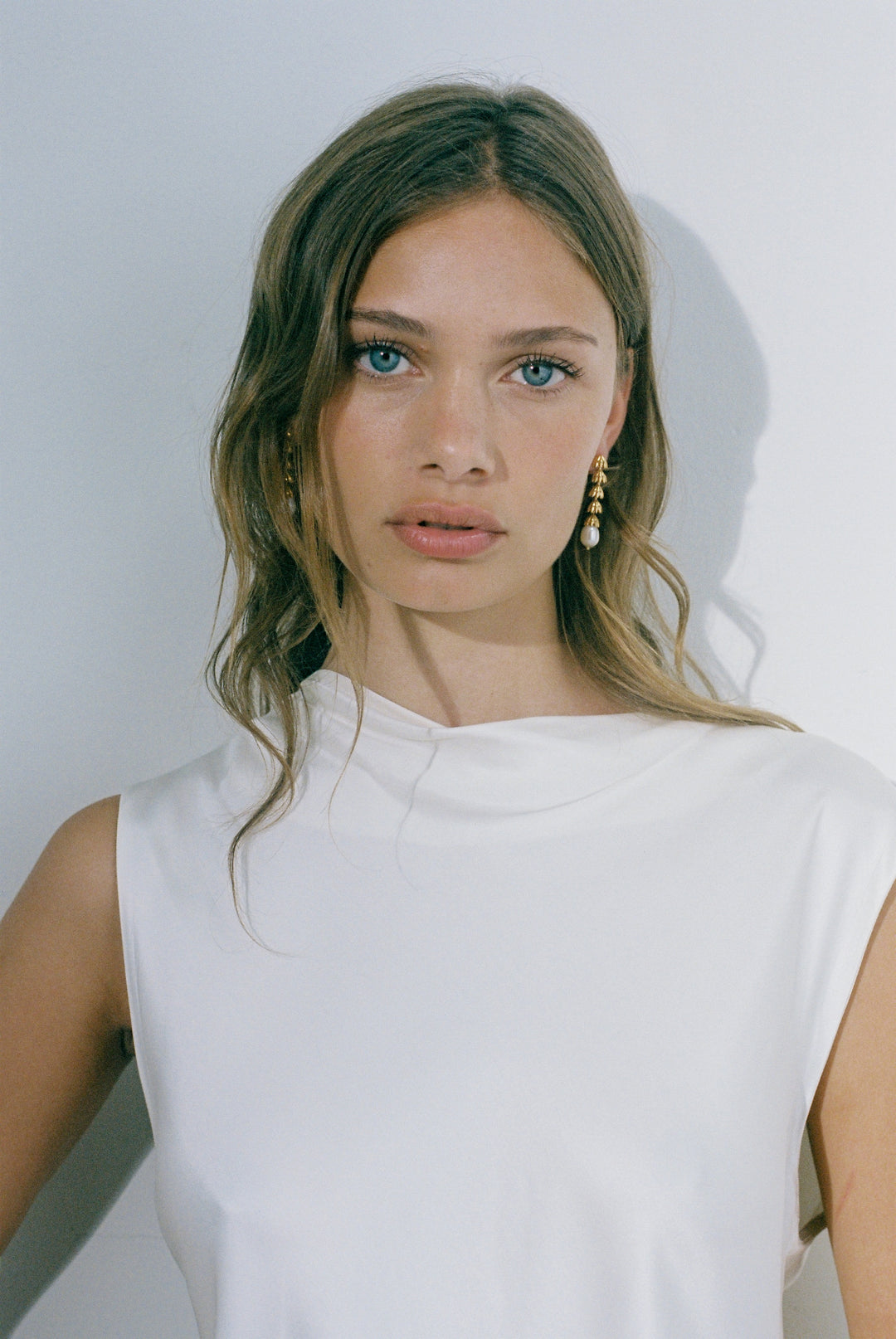 Niche Jewellery Shyla Chandelier Gold Earrings - Pearl detail