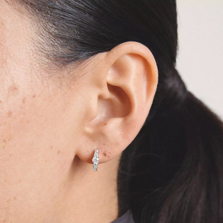 Niche Jewellery Thomas Sabo Hoop Earrings Silver with White Zirconia worn on model