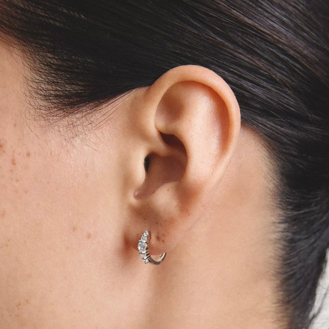 Niche Jewellery Thomas Sabo Hoop Earrings Silver with White Zirconia worn on model