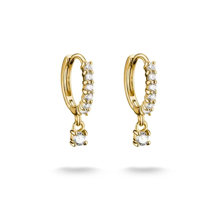 Thomas Sabo Gold Hoop Earrings with White Brilliant Cut Zirconia