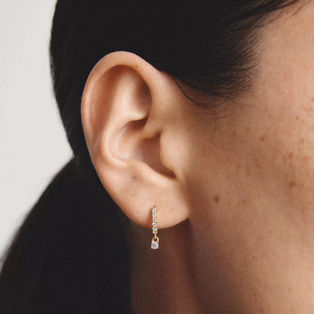 Niche Jewellery Thomas Sabo Hoop Earrings Gold with White Brilliant Cut Zirconia detail