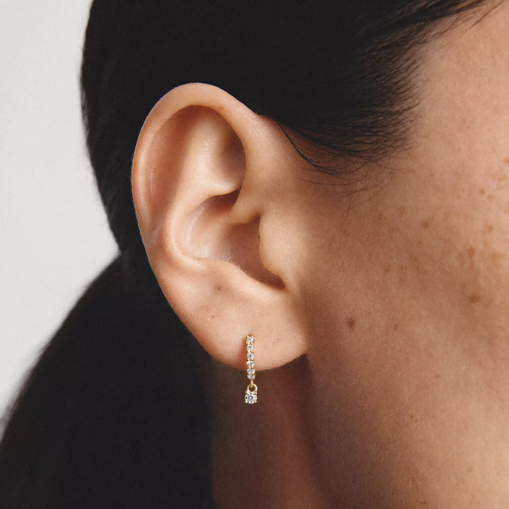 Niche Jewellery Thomas Sabo Hoop Earrings Gold with White Brilliant Cut Zirconia detail