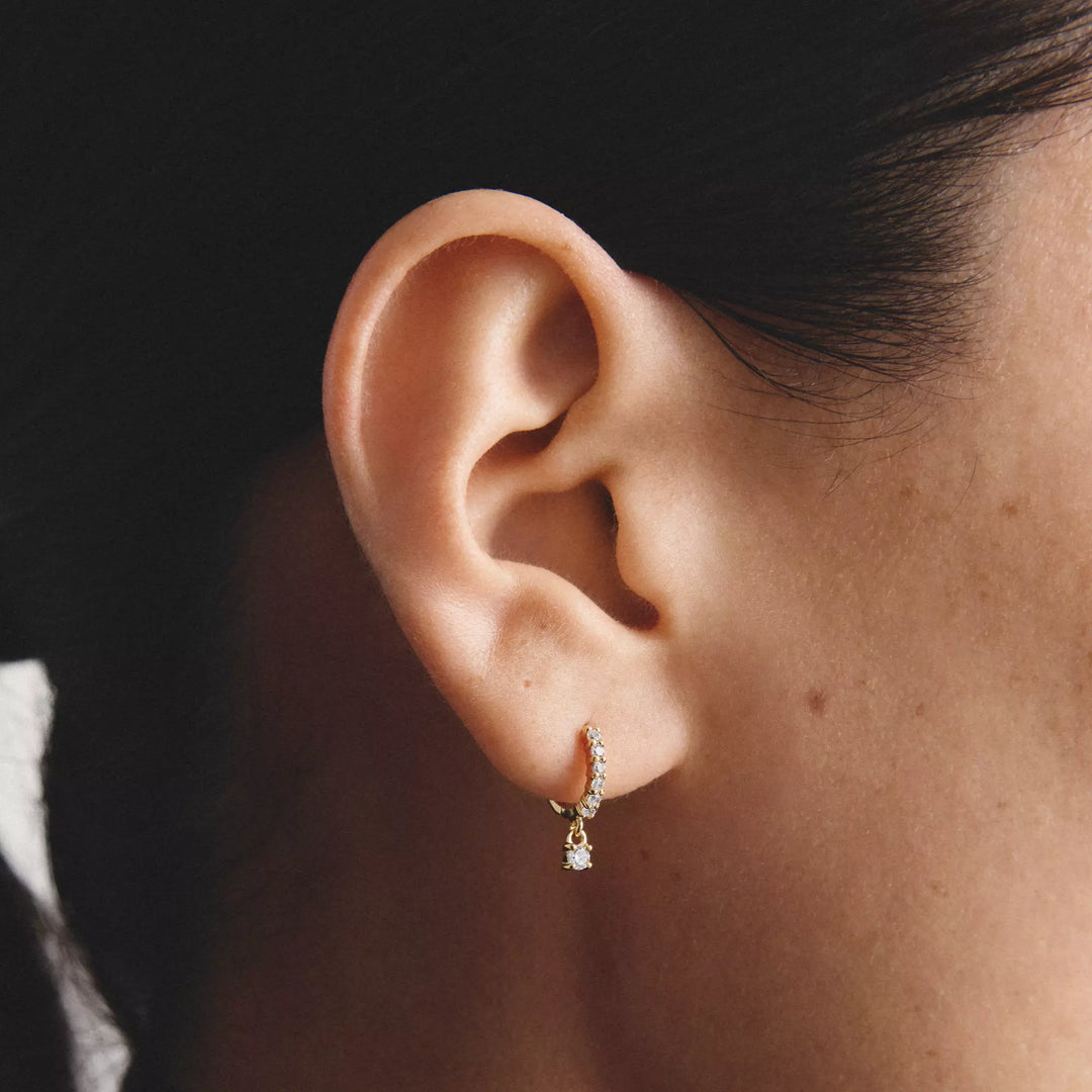 Niche Jewellery Thomas Sabo Hoop Earrings Gold with White Brilliant Cut Zirconia detail