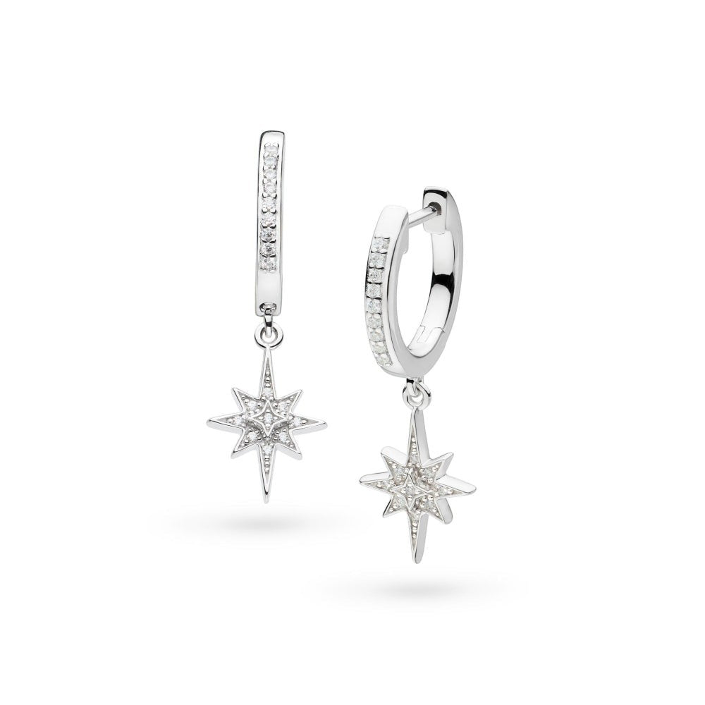 Niche Jewellery Kit Heath Céleste North Star Hoop Earrings with cubic zirconia pavé detail and star pendant.