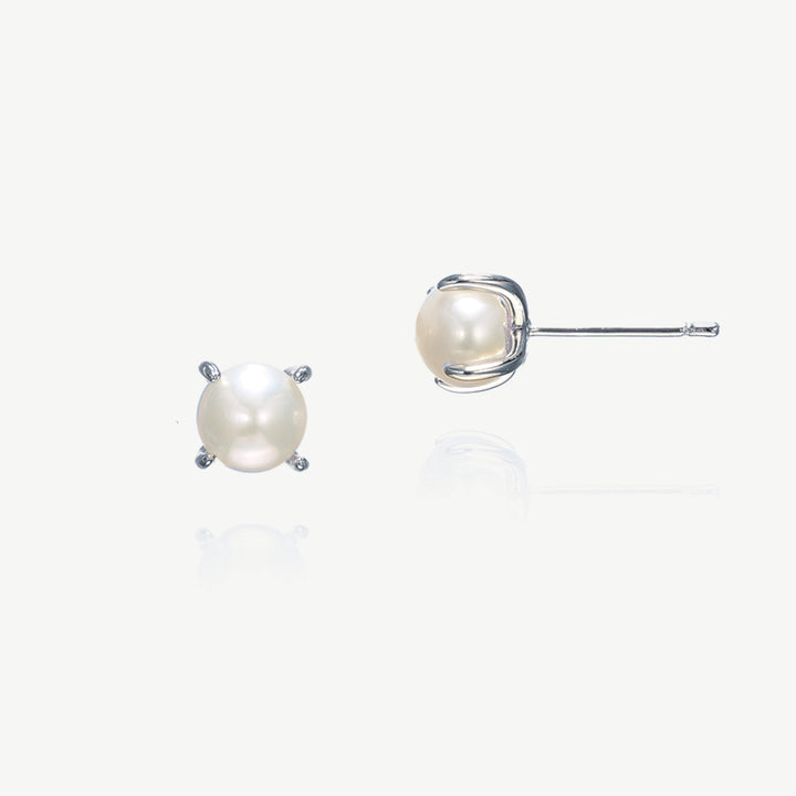 Niche Jewellery Ivory & Co Cairo Rhodium Pearl Stud Earrings detail
