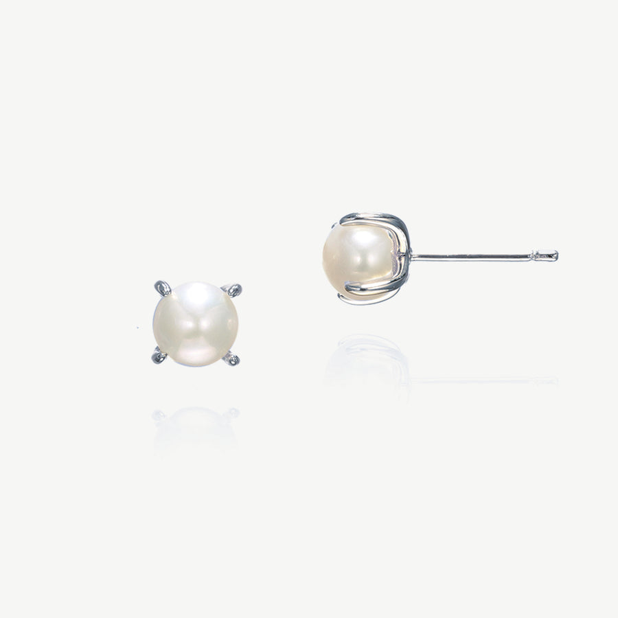 Niche Jewellery Ivory & Co Cairo Rhodium Pearl Stud Earrings detail