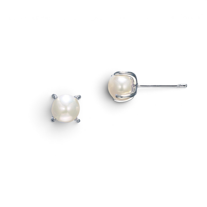 Niche Jewellery Ivory & Co Cairo Rhodium Pearl Stud Earrings detail