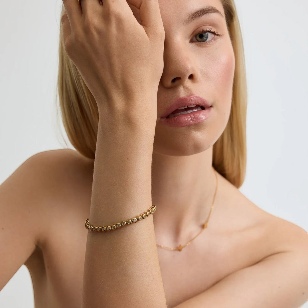 D.Louise Gold Bezel Tennis Bracelet