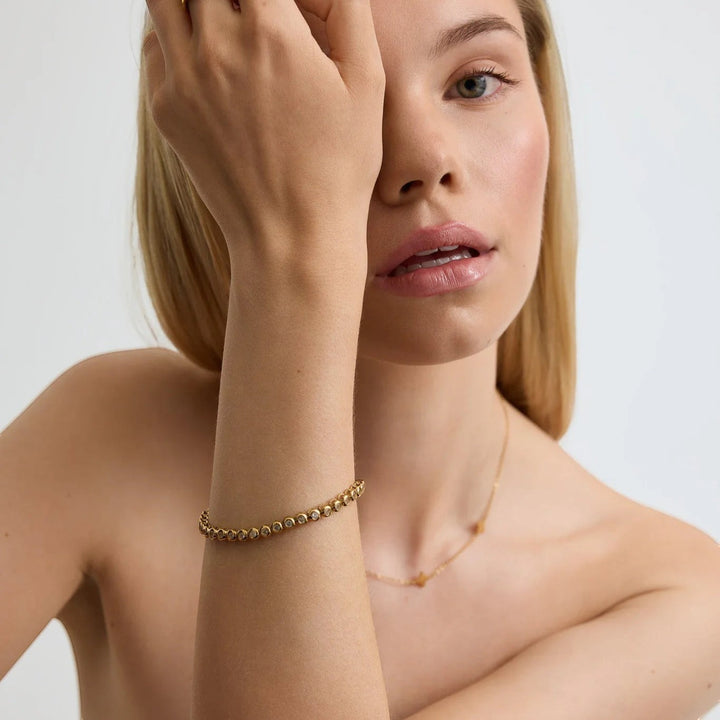 D.Louise Gold Bezel Tennis Bracelet