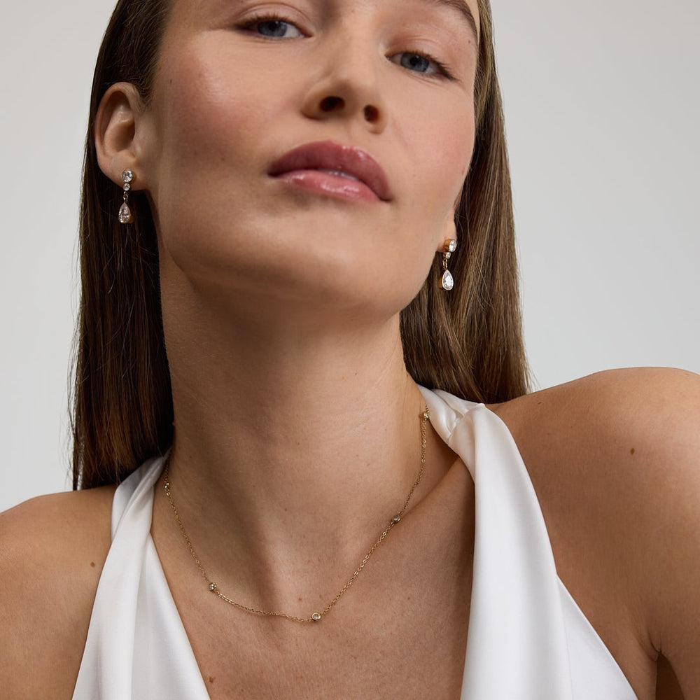 D.Louise Multi Stone Chain Gold Necklace stone colour