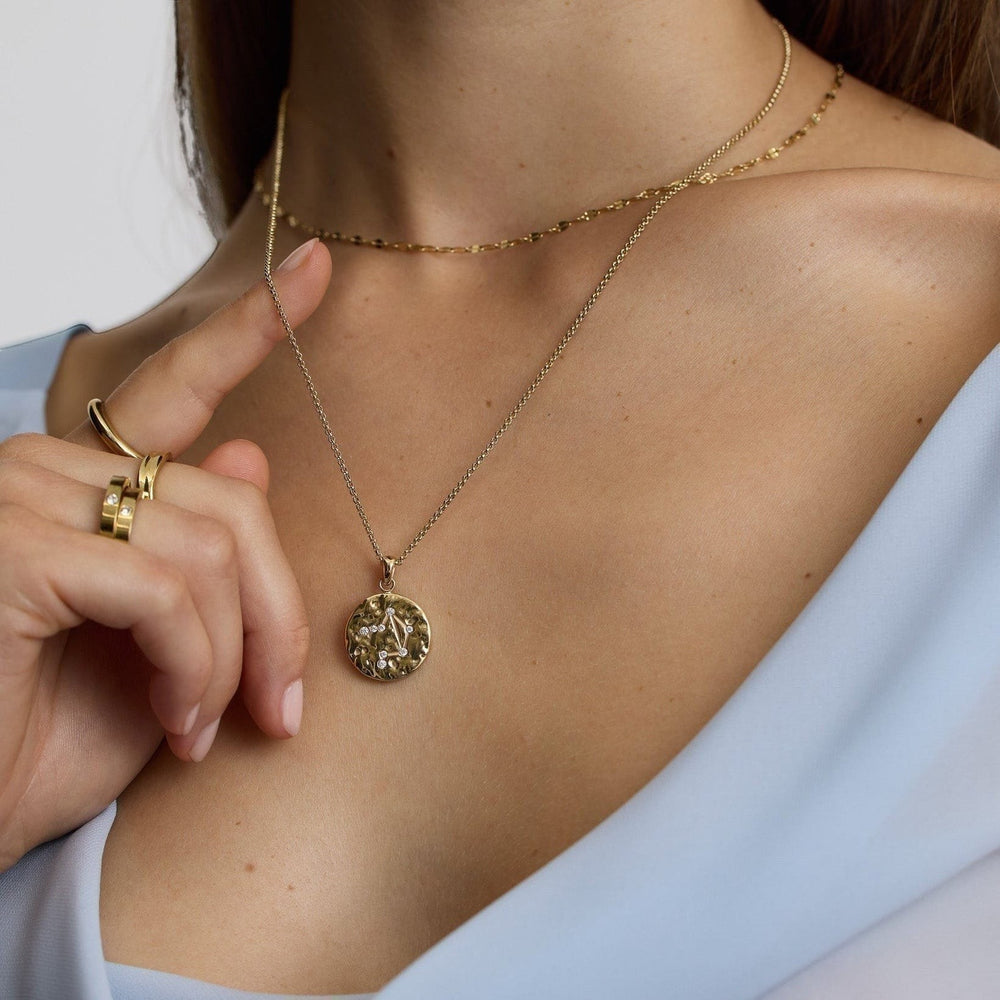 D.Louise Zodiac Talisman Gold Necklace - Libra constellation detail