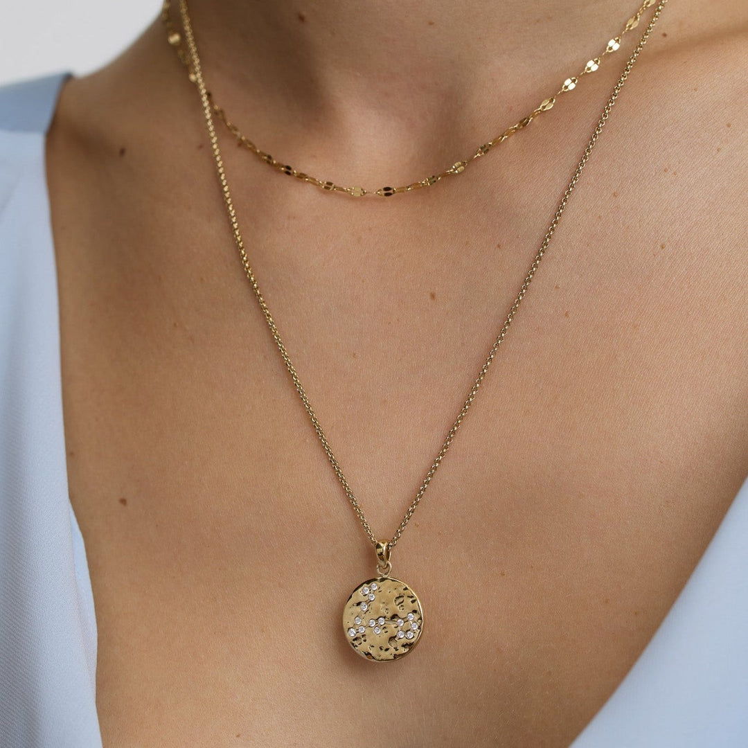 D.Louise Zodiac Talisman Gold Necklace - Pisces constellation detail