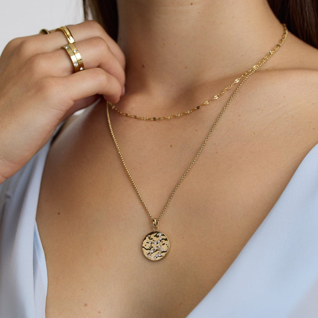 D.Louise Zodiac Talisman Gold Necklace - Virgo constellation detail