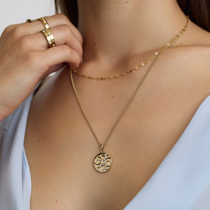 D.Louise Zodiac Talisman Gold Necklace - Virgo constellation detail