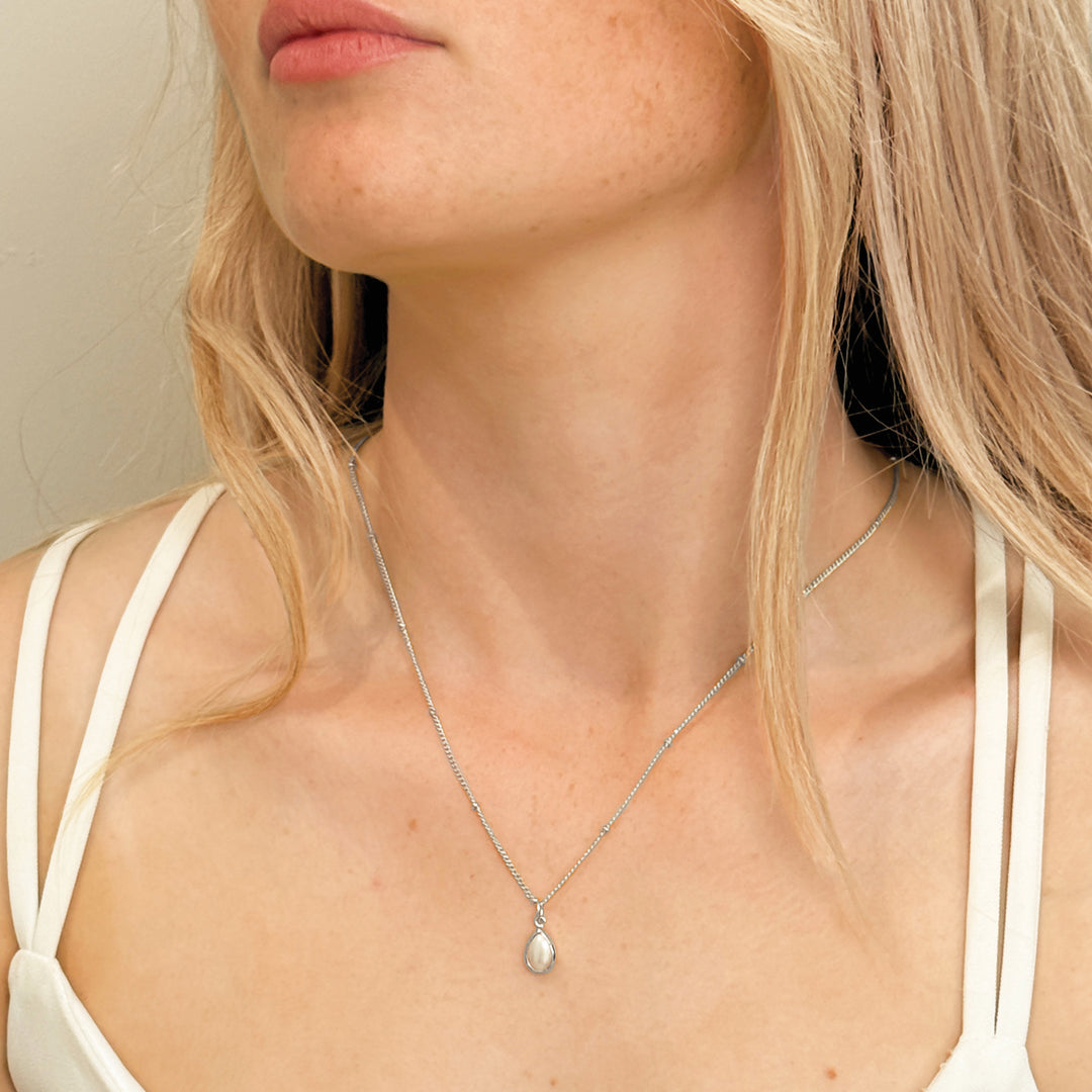 Niche Jewellery Ivory & Co Corsica Rhodium Pearl Pendant