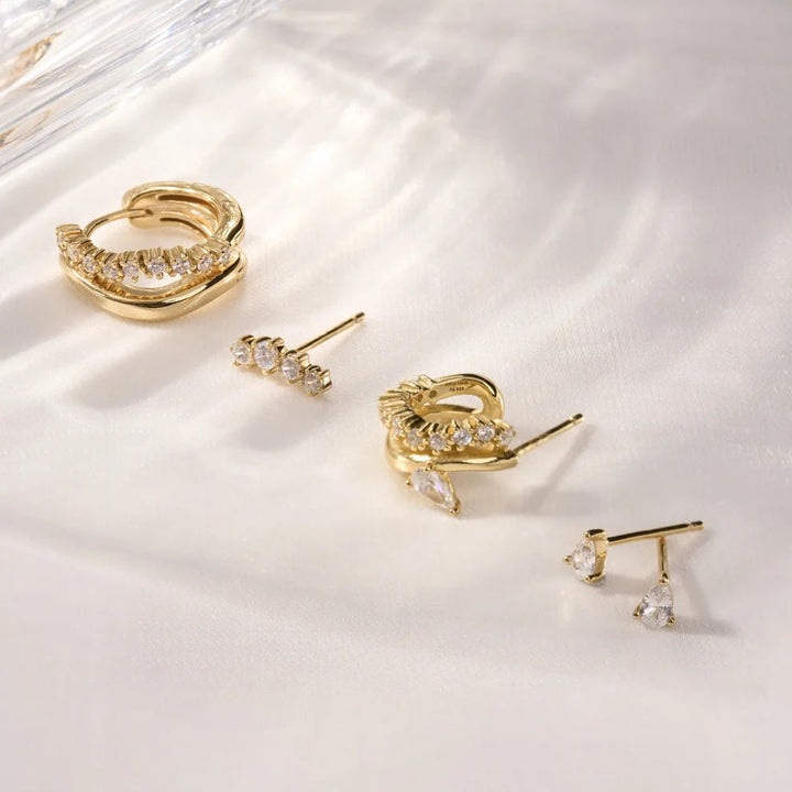 Ania Haie Sparkle Double Hoop Stud Gold Earrings