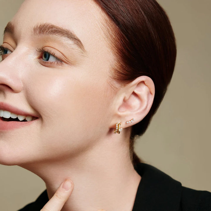 Ania Haie Sparkle Double Hoop Stud Gold Earrings