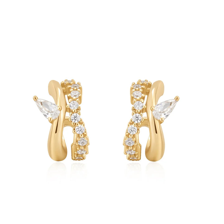 Ania Haie Sparkle Double Hoop Stud Gold Earrings