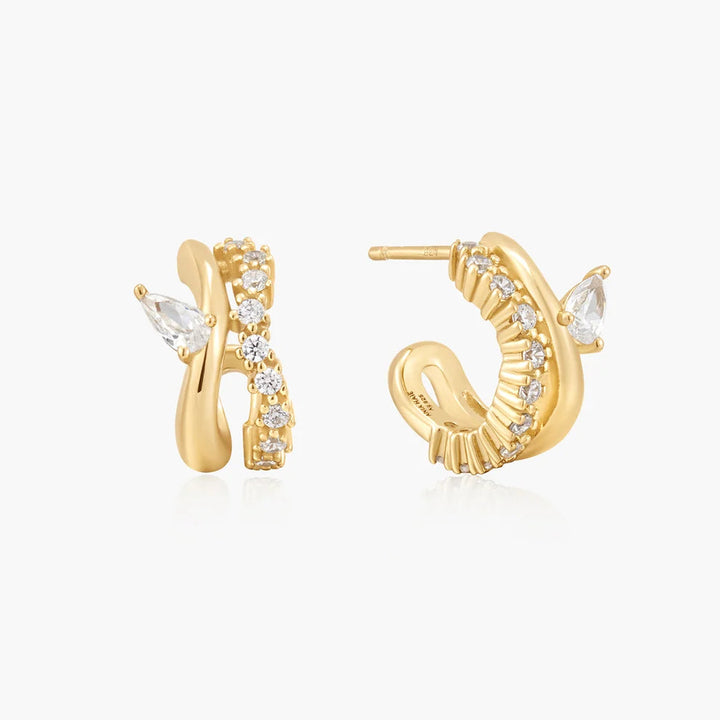 Ania Haie Sparkle Double Hoop Stud Gold Earrings