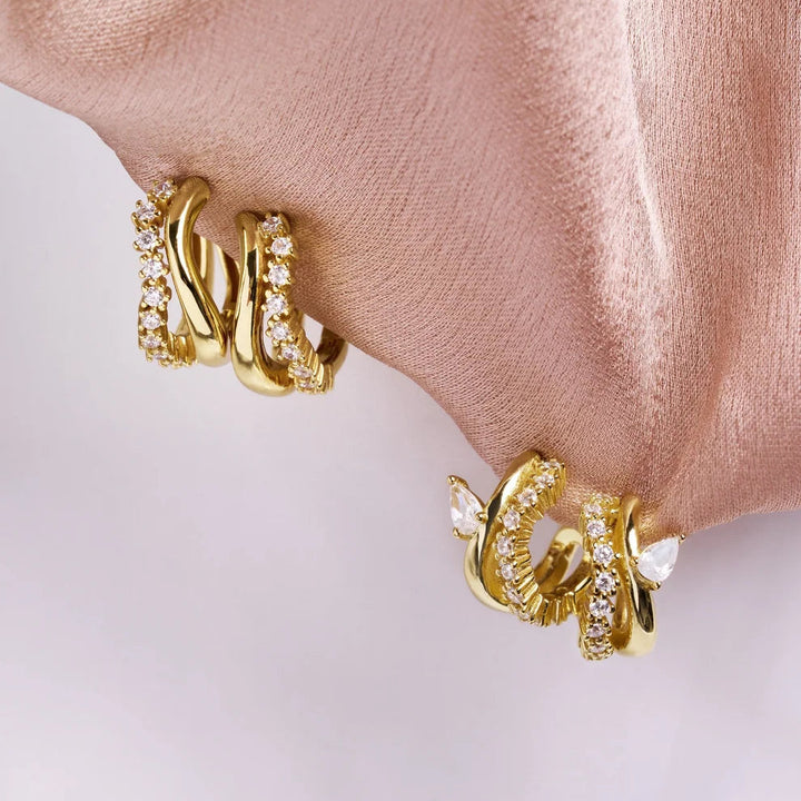Ania Haie Sparkle Double Hoop Stud Gold Earrings