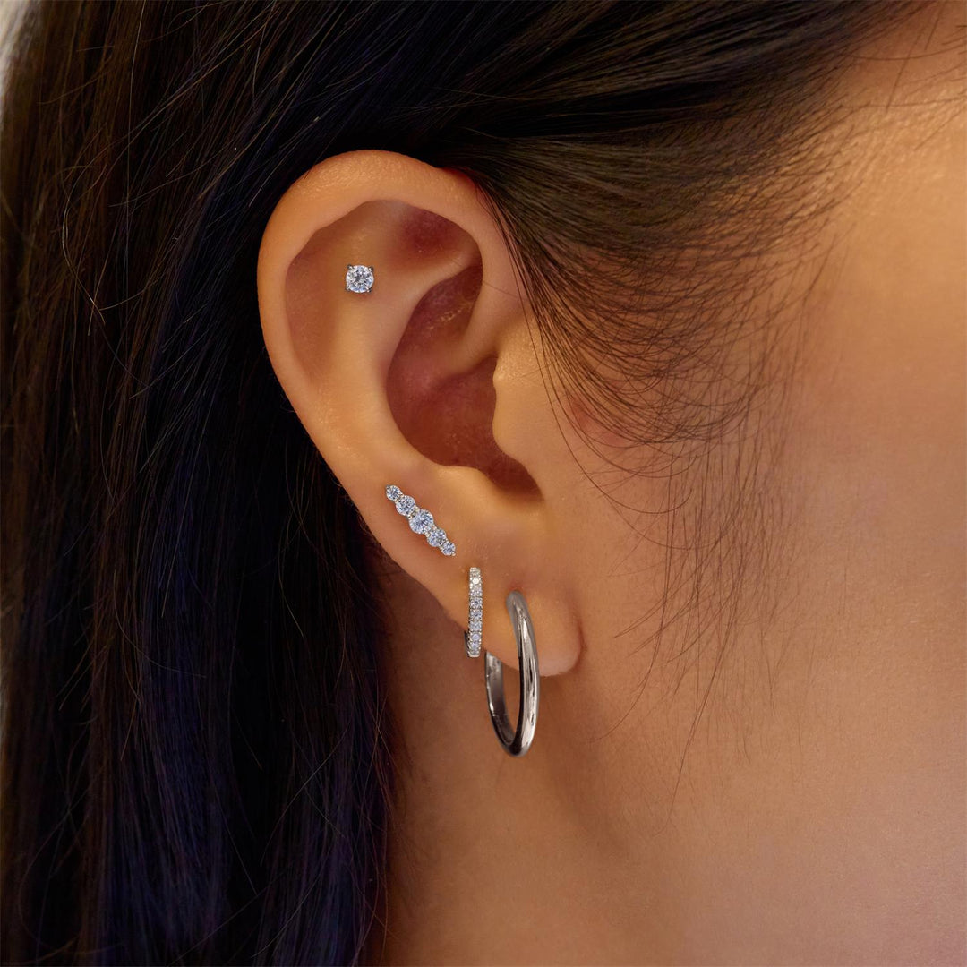 Niche Jewellery Ania Haie Sparkle Round Barbell Single Silver Earring worn on model
