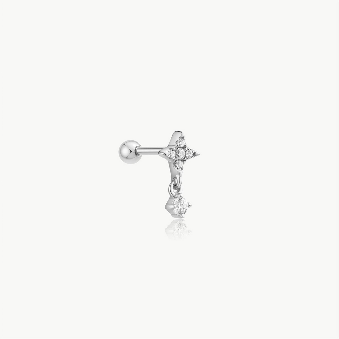 Ania Haie Star Dangle Barbell Single Silver Earring