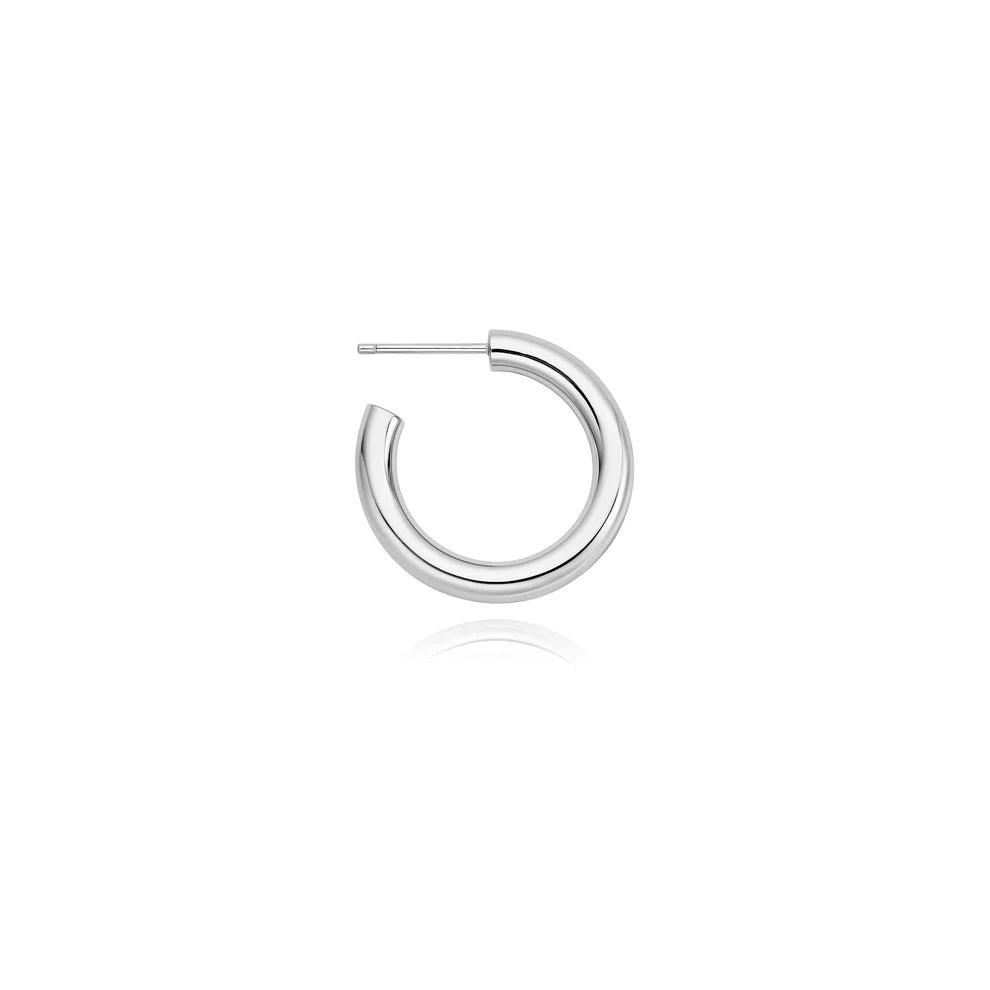 Ania Haie Classic Tube Medium Huggie Hoop Silver Earrings