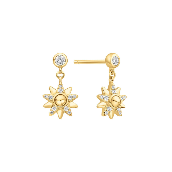Niche Jewellery Ania Haie Sunburst Dangle Stud Gold Earrings