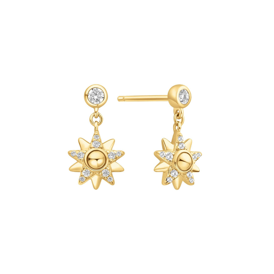 Niche Jewellery Ania Haie Sunburst Dangle Stud Gold Earrings