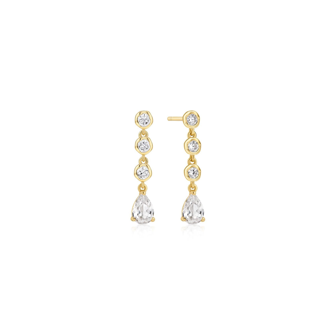 Niche Jewellery Ania Haie Molten Cascade Bezel-Set Teardrop Stud Gold Earrings