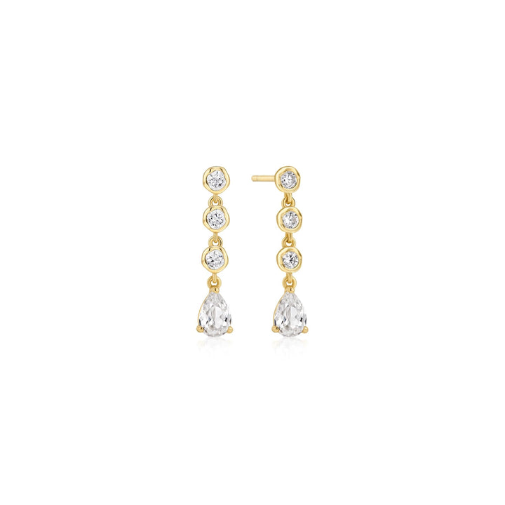 Niche Jewellery Ania Haie Molten Cascade Bezel-Set Teardrop Stud Gold Earrings