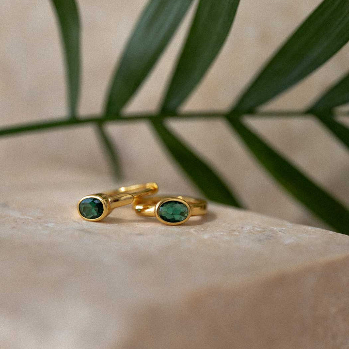Niche Jewellery Formation Co Boheme Emerald Huggie Earrings detail