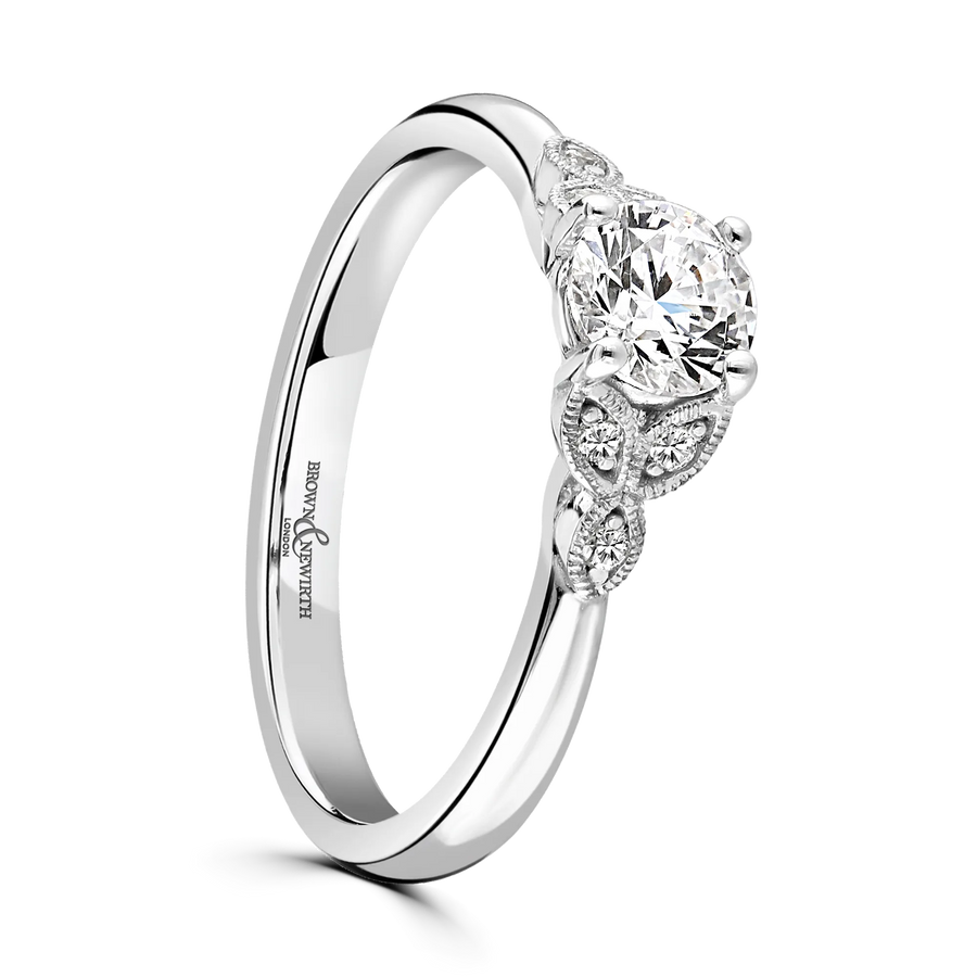 Brown & Newirth Vintage Inspired Engagement Ring with Diamond Shoulders