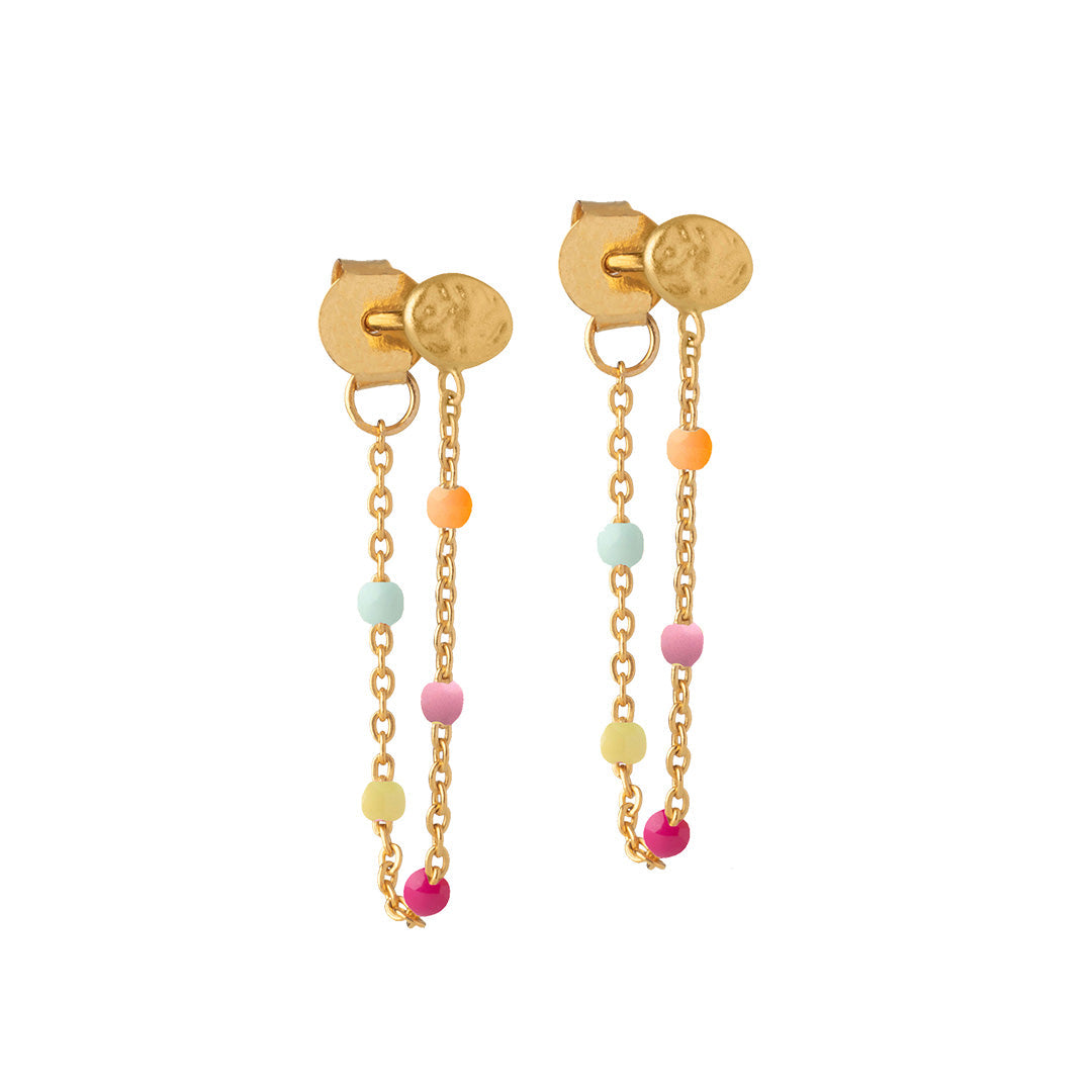 Niche Jewellery Enamel Copenhagen Lola Rainbow Gold Earrings