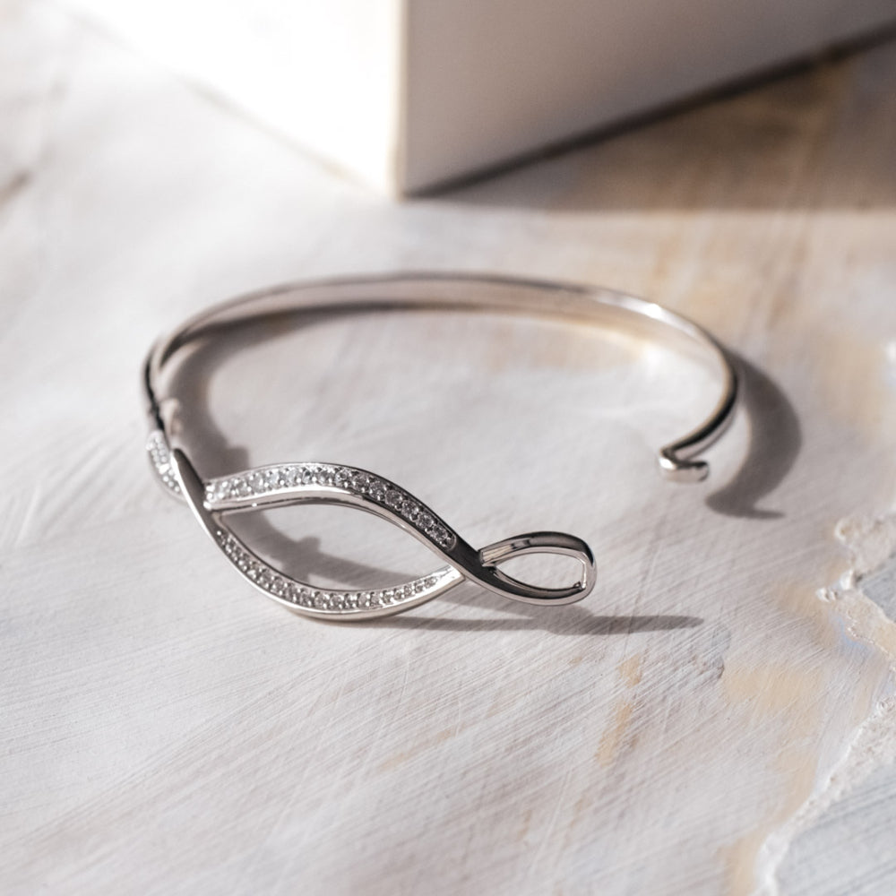 Kit Heath Entwine Twine Twist Pave Hinged Bangle