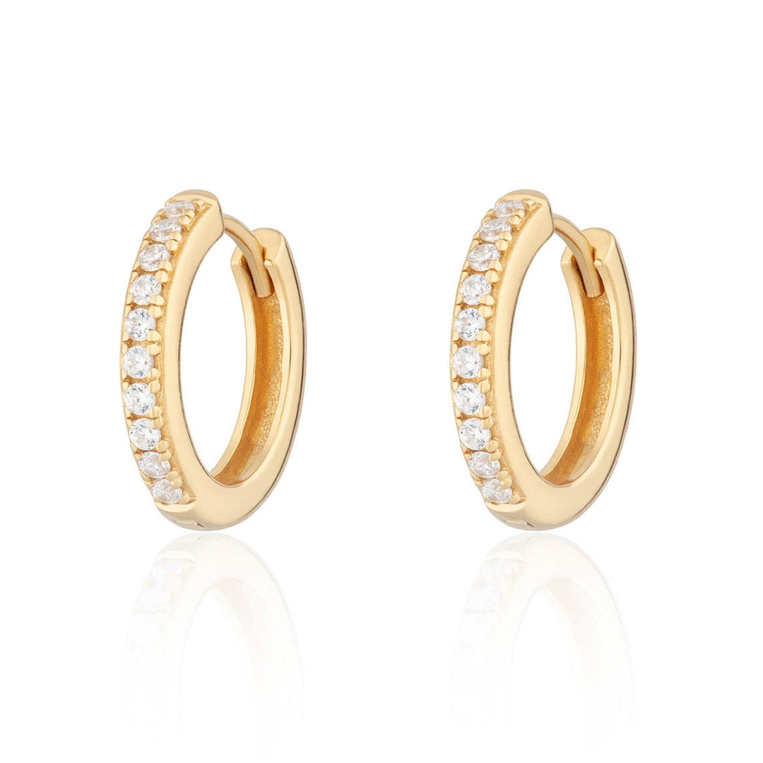 Niche Jewellery Scream Pretty Large Huggie Earrings with Clear Stones - Gold