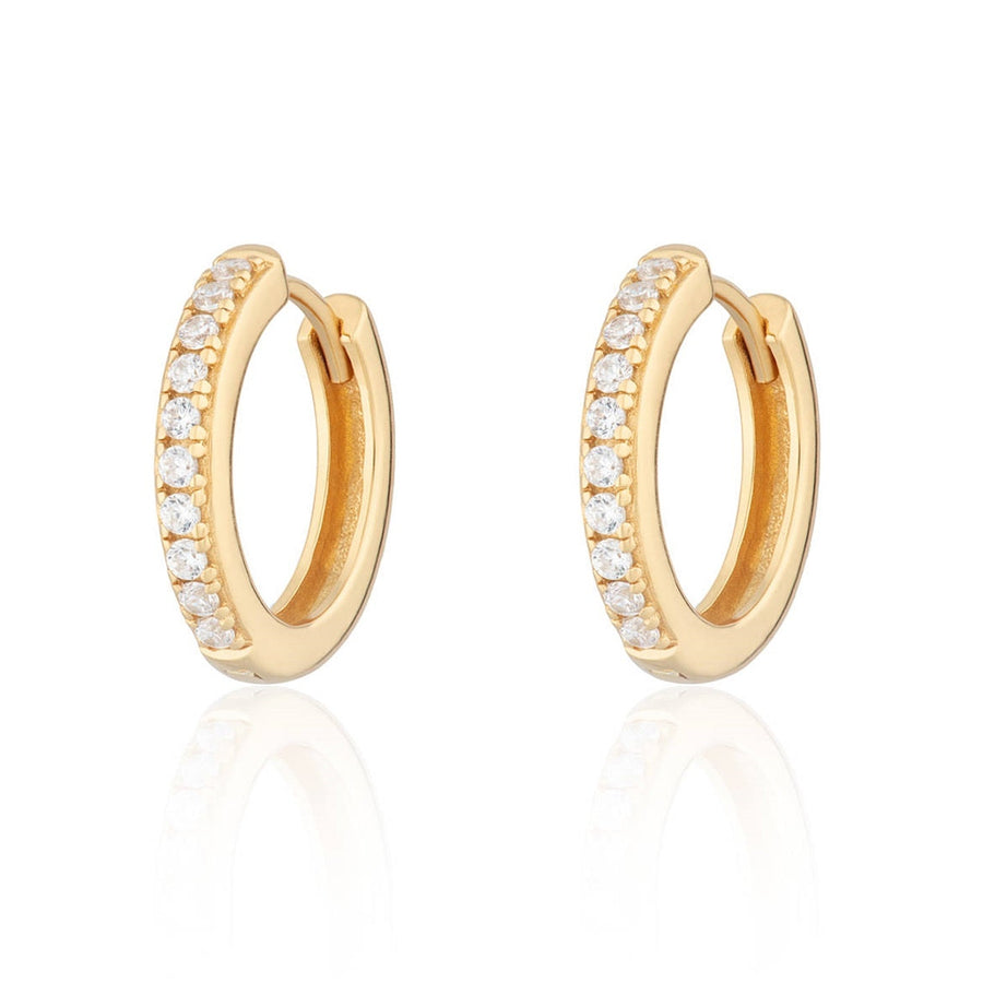 Niche Jewellery Scream Pretty Large Huggie Earrings with Clear Stones - Gold