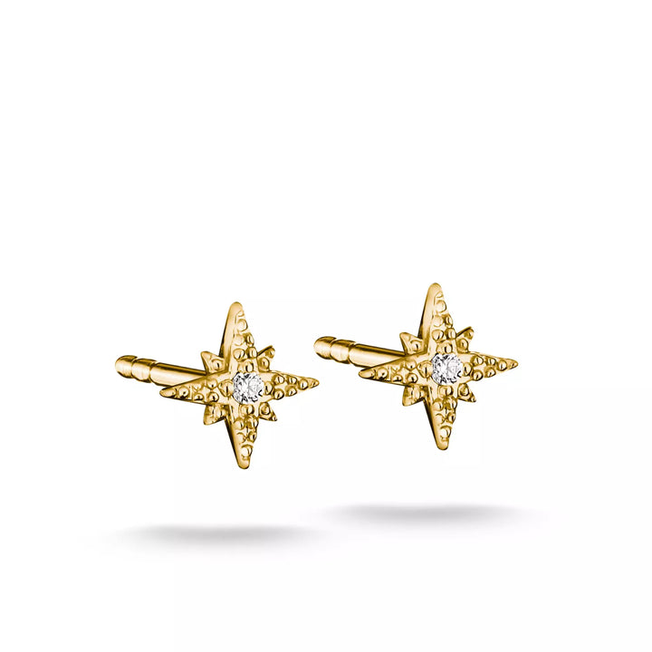 Niche Jewellery Thomas Sabo Mini Star Stud Earrings Gold with White Zirconia