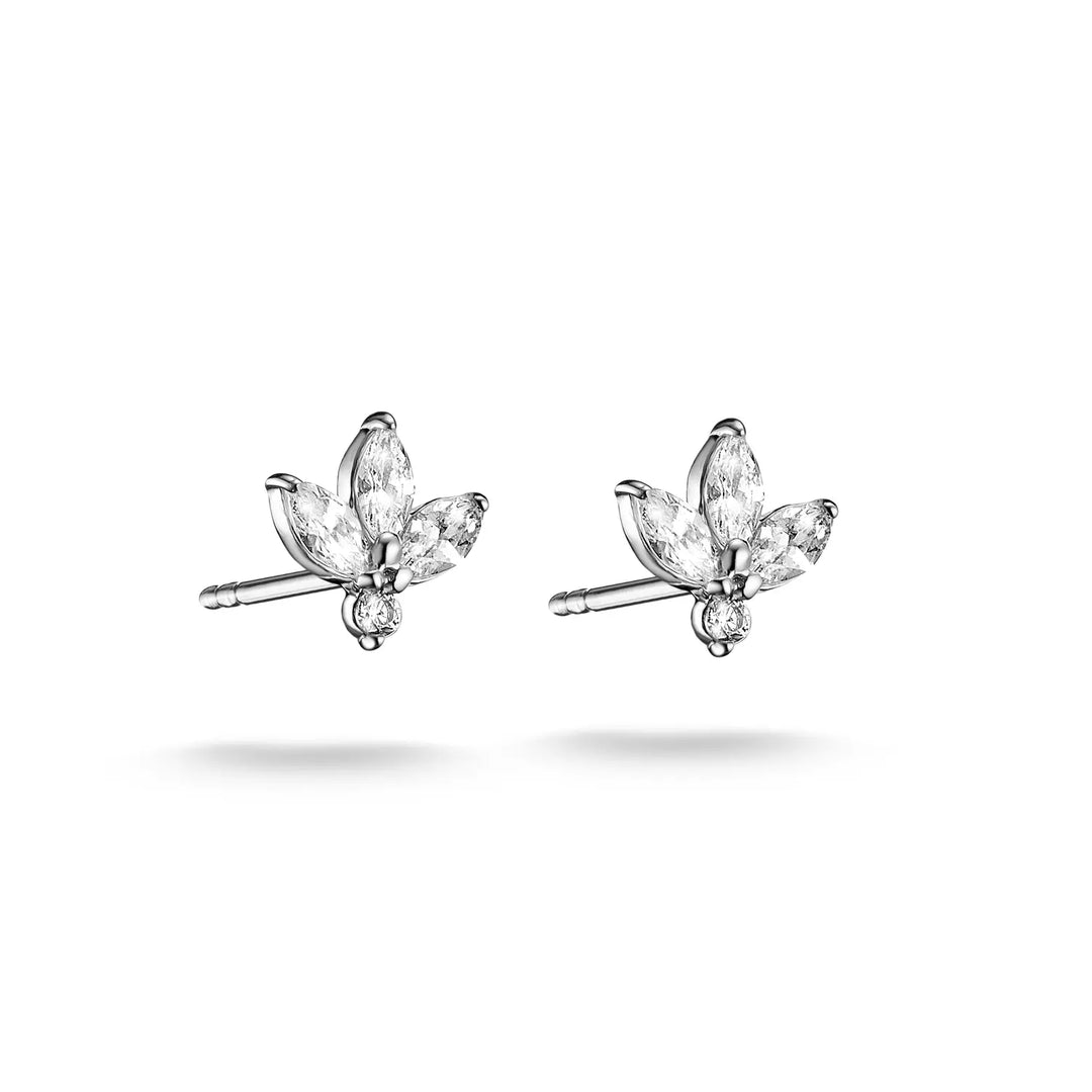 Niche Jewellery Thomas Sabo Flower Stud Earrings Silver with White Teardrop Zirconia