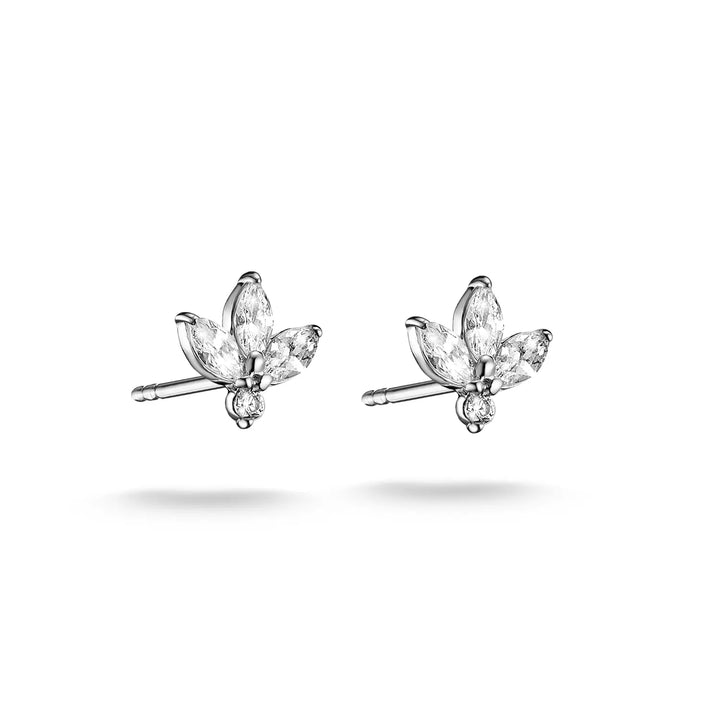 Niche Jewellery Thomas Sabo Flower Stud Earrings Silver with White Teardrop Zirconia