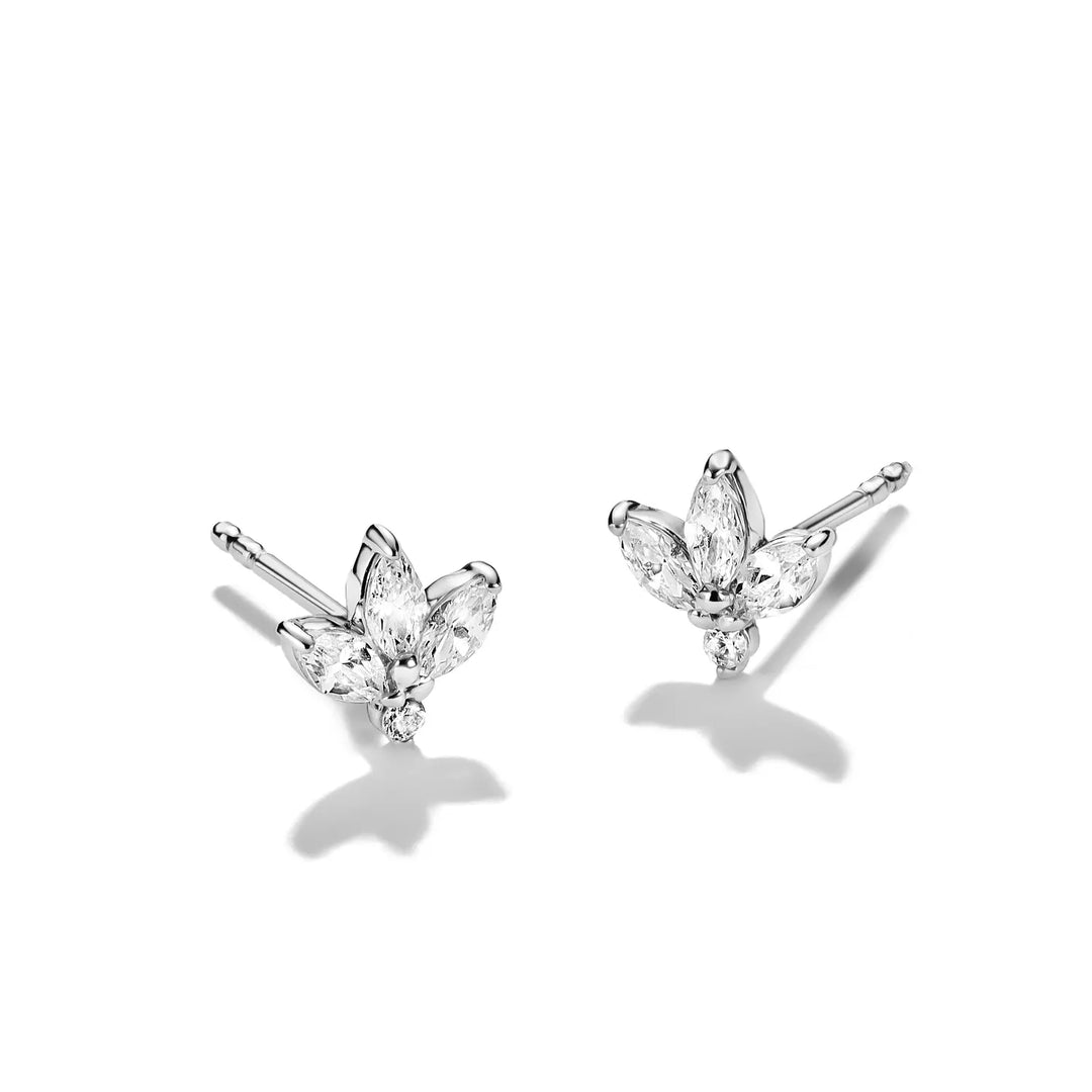 Niche Jewellery Thomas Sabo Flower Stud Earrings Silver with White Teardrop Zirconia detail