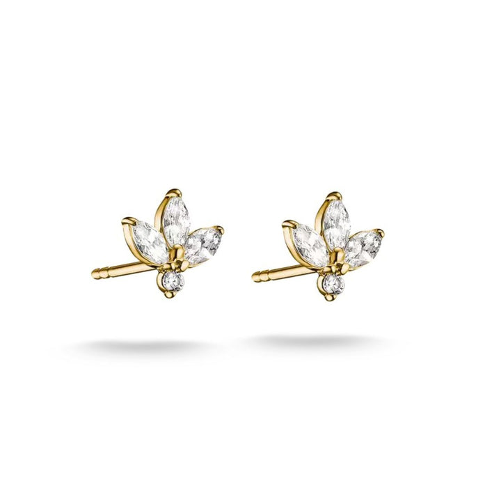 Thomas Sabo Gold Flower Stud Earrings with Teardrop Zirconia