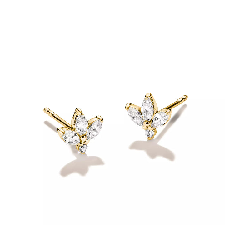 Niche Jewellery Thomas Sabo Flower Stud Earrings Gold with Teardrop Zirconia detail