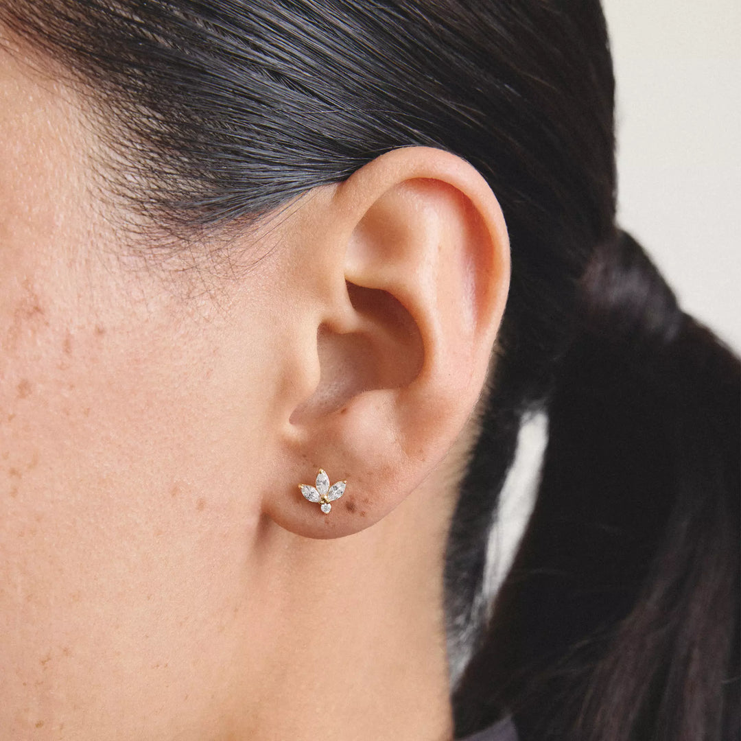 Niche Jewellery Thomas Sabo Flower Stud Earrings Gold with Teardrop Zirconia detail